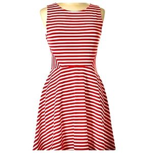 Divided by H&M Red & White Striped Skater Dress